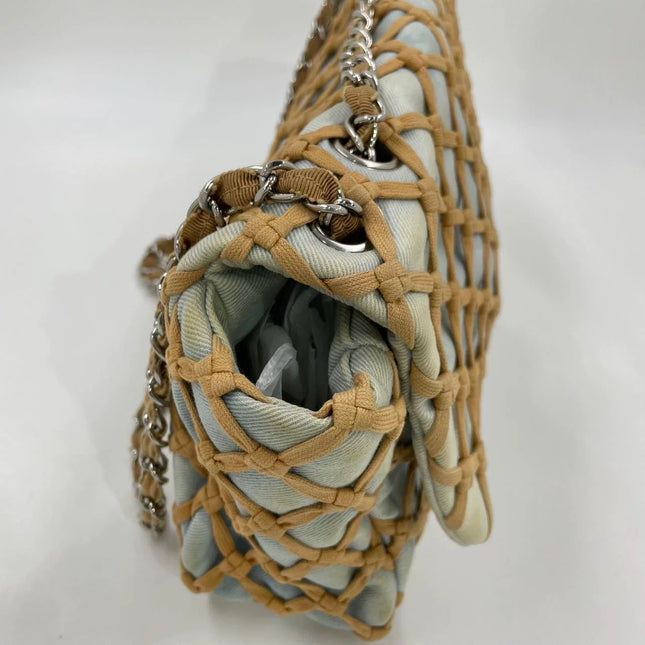 Chanel Jumbo Canebiers Net Knots Flap Blue Denim