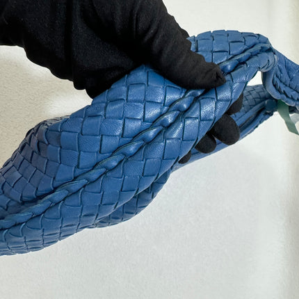 Sold Bottega Veneta Veneta Hobo Medium Blue Intrecciato Leather Bag 47cm