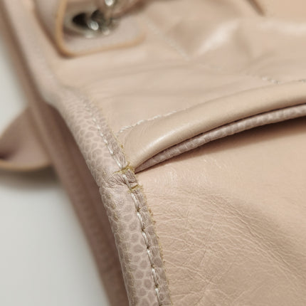 Chanel Deauville Tote Medium Pink Leather Top Handle Leather Chain Straps