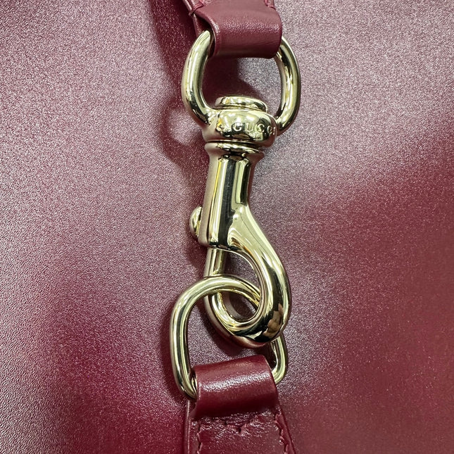 Sold Gucci Jackie 1961 Small Ancora Red Burgundy Leather Shoulder Bag Clasp S24 No Strap