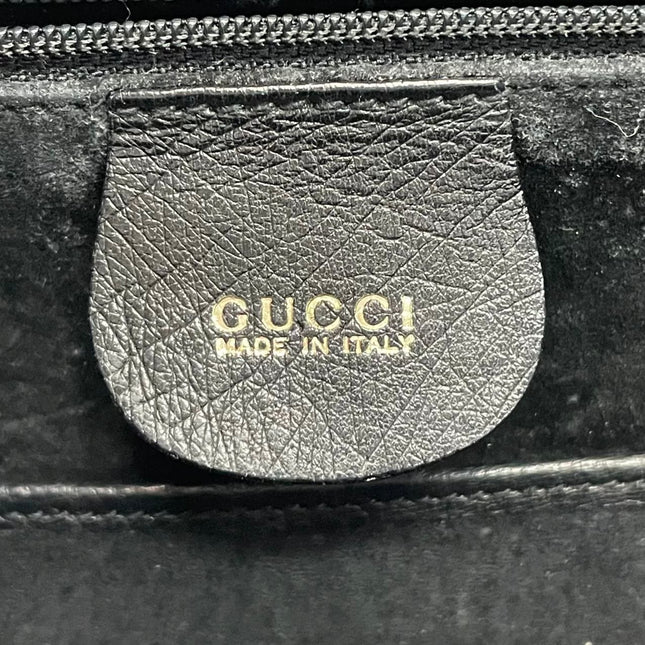 Rare Gucci Bamboo 1947 Vintage Ostrich Leather Medium Black With Strap