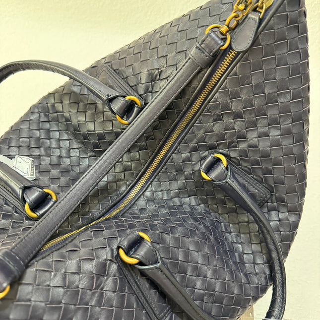 Bottega Veneta Maxi Convertible Tote Bag Hobo Dark Navy Leather Two-way Carry 50cm