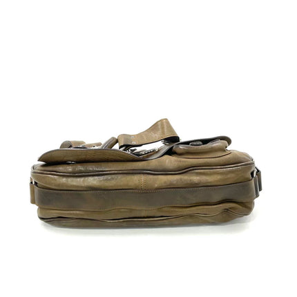 Dior Vintage Gaucho Large Brown Leather Crossbody Bag 36cm