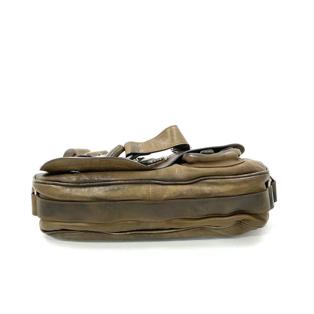 Dior Vintage Gaucho Large Brown Leather Crossbody Bag 36cm