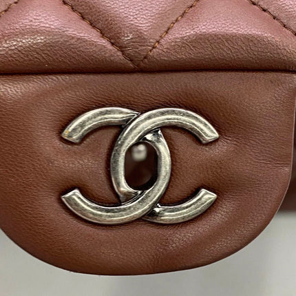 Chanel Classic Flap Maxi Chocolate Brown Lambskin Leather Single Flap Silver Hardware