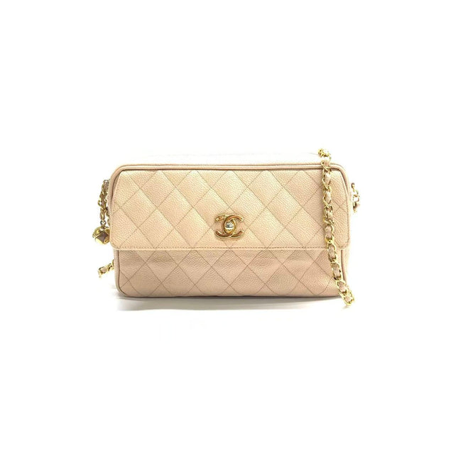 Chanel Medium Camera Case Bag Beige Caviar Leather Gold Hardware-Luxbags