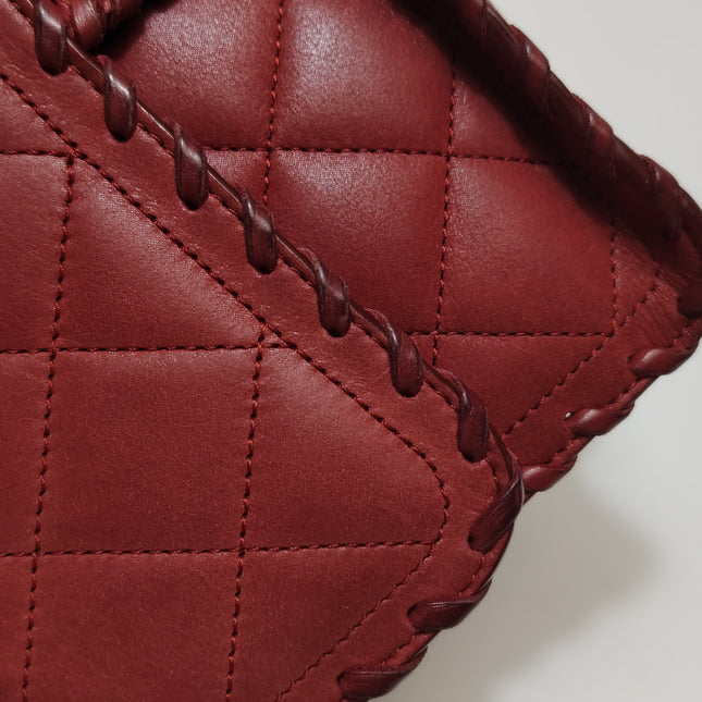 Chanel Classic Flap Medium Happy Stitch Red Aged Calfskin Leather Gold Hardware, 2015-2016