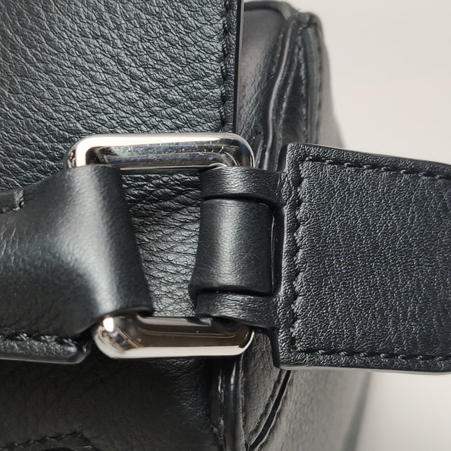 Loewe Puzzle Small Black Grained Leather White Logo