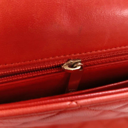 Sold Chanel Classic Flap 2009 Maxi Red Lambskin Leather Gold-tone Hardware
