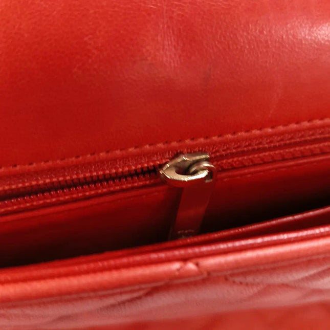 Sold Chanel Classic Flap 2009 Maxi Red Lambskin Leather Gold-tone Hardware
