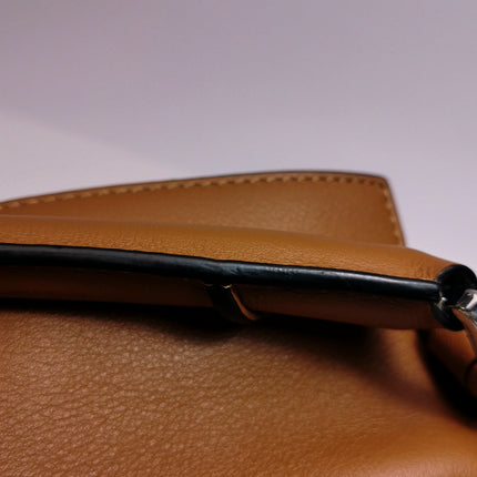 Loewe Puzzle Small Tan Brown Calfskin leather Bag White Logo