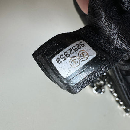 Chanel Extra Mini Flap Bag Black Satin Choco Bar Lipstick Mirror Crossbody, 2005