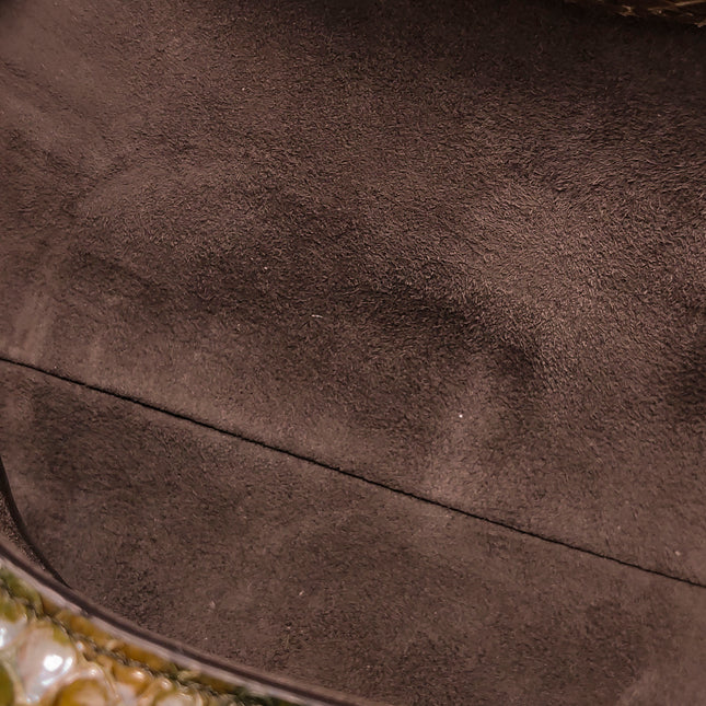 Dior Saddle Medium Green and Brown Snake-Skin Leather Bag