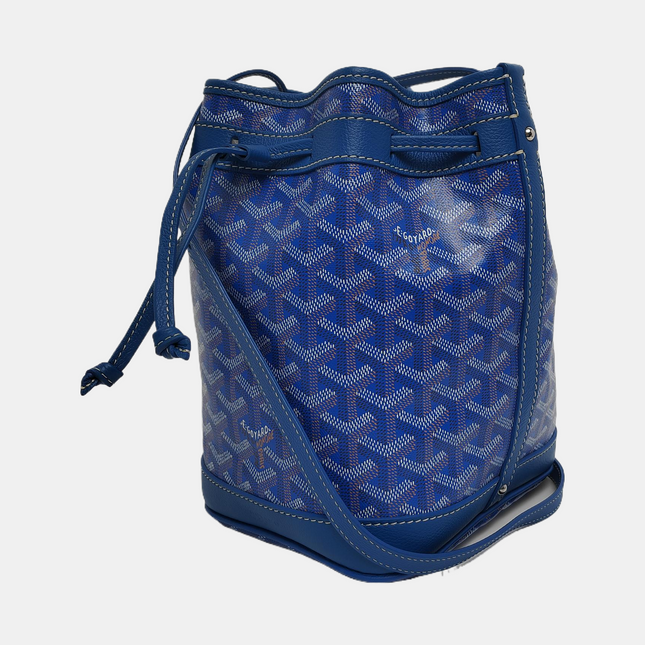 Goyard Petit Flot Drawstring Bucket Bag Blue Goyardine Crossbody Bag