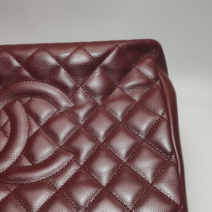 Chanel GST Grand Shopping Tote Burgundy Caviar Leather GM Silver Hardware