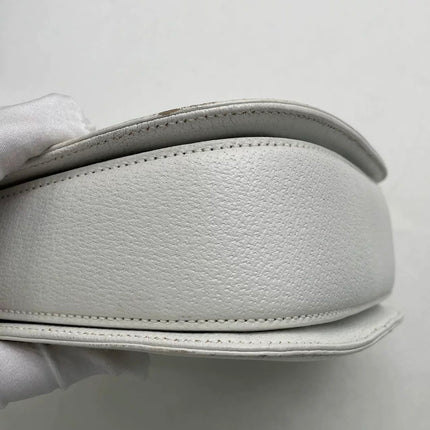 Gucci Bamboo 1947 Medium Vintage White Grained Leather With Strap