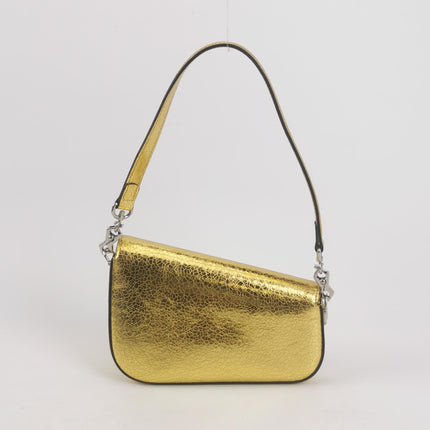 Gucci Horsebit 1955 Crackle Leather Shoulder Bag Gold Metallic