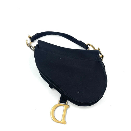 Dior Saddle Mini Silk Handbag Black with crystals