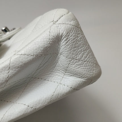 Chanel Classic Flap Medium 2008 White Caviar Leather Silver Hardware
