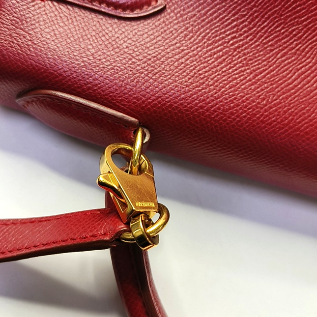 Hermes Kelly 32 Retourne Rouge Vif Red Epsom Leather Gold Hardware 1997