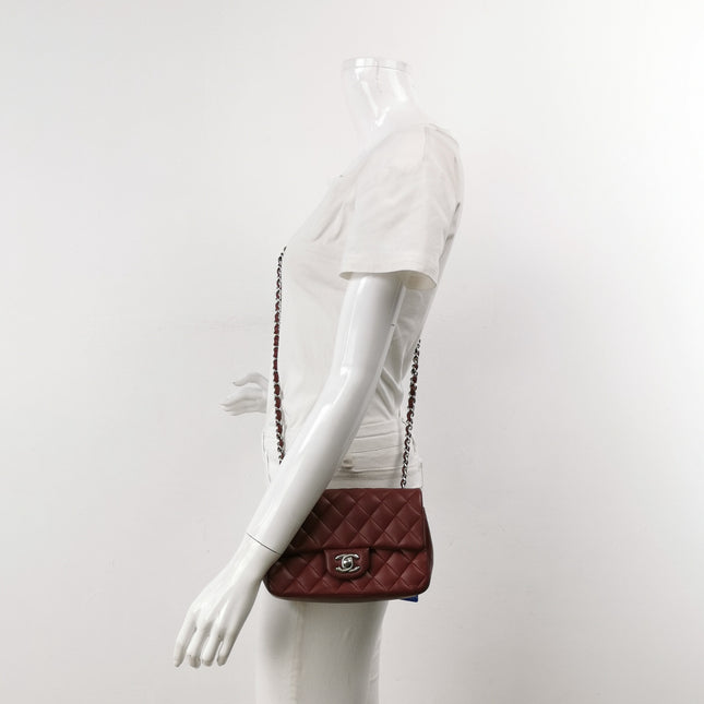 Chanel Classic Flap Rectangular Mini Burgundy Lambskin Silver HW, 2019