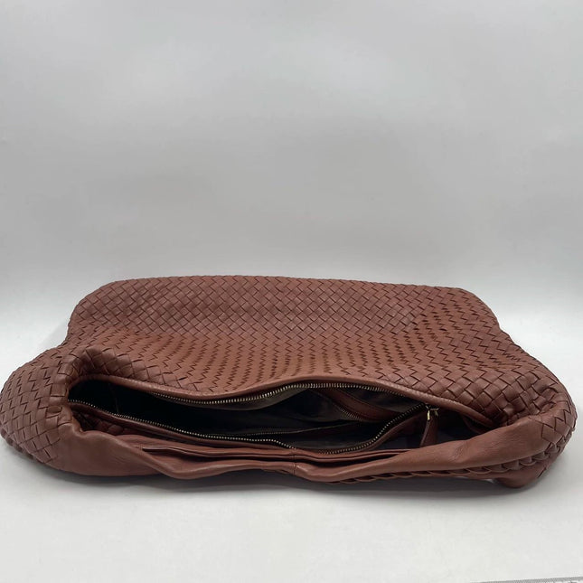 Sold Bottega Veneta Intrecciato Hobo Bag in Brown Red Nappa leather Large