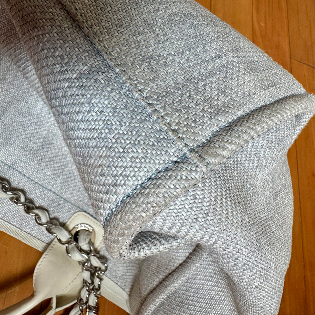 Chanel Deauville Tote Medium Light Blue Grey Denim Top Handle 2013-2014