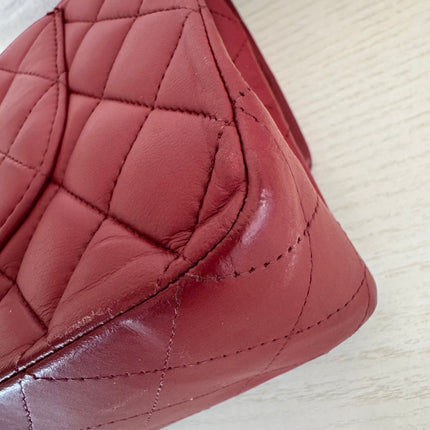 Chanel Classic Flap Burgundy Lambskin Leather Gunmetal Grey HW, 2011-2012