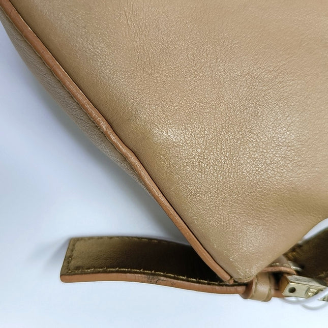 Fendi Baguette Beige Leather with Gold Studded Metal Buckle