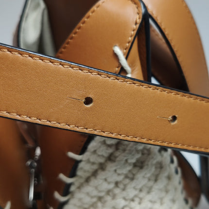Loewe Hammock Small Brown Leather Knit Top Handle Crossbody Bag