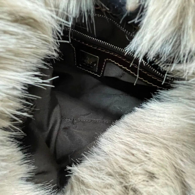 Fendi Baguette Soft Beige Fluffy Fur Shoulder Bag