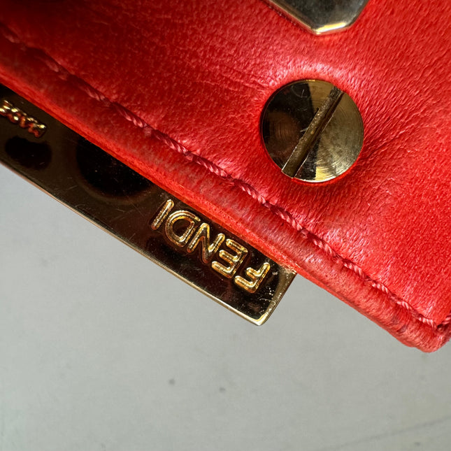 Fendi Baguette Soft Fluffy Shoulder Bag Pink and Orange Leather