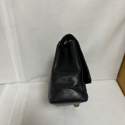 Chanel Classic Flap Maxi Black Caviar Leather Single Flap with Gold Hardware