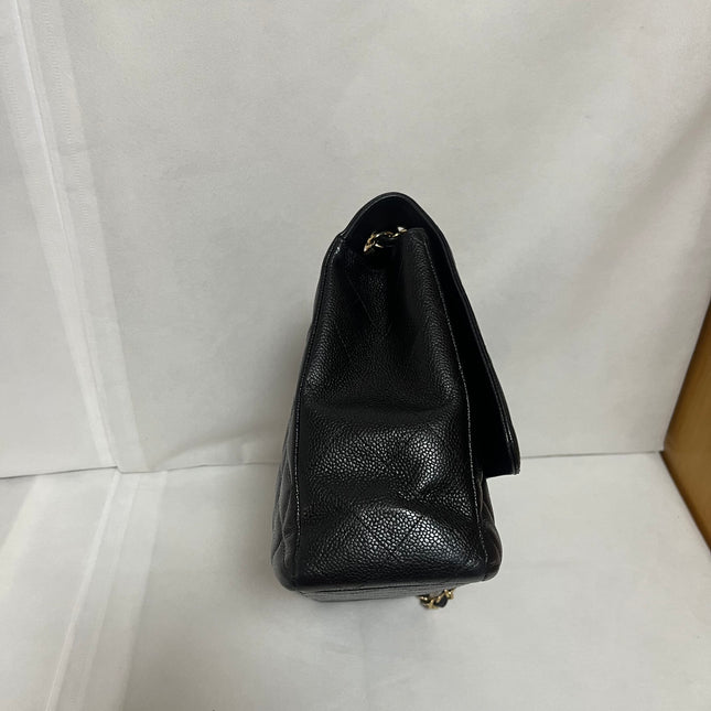 Chanel Classic Flap Maxi Black Caviar Leather Single Flap with Gold Hardware