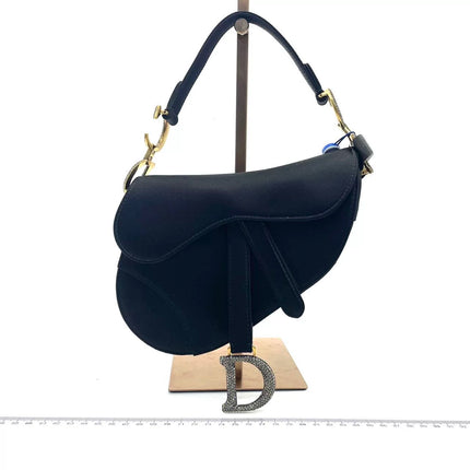 Dior Saddle Mini Silk Handbag Black with crystals-Luxbags