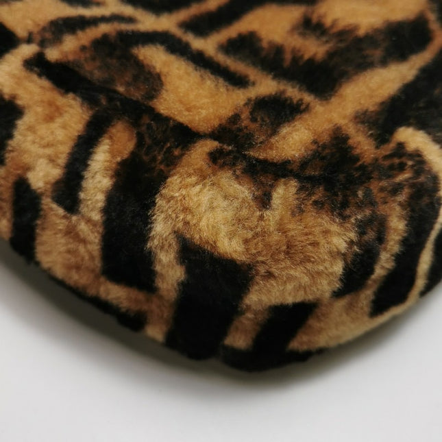Fendi Baguette Large Shearling Vitello Dolce Marco FF 1974 Tobacco Black Brown Zucca