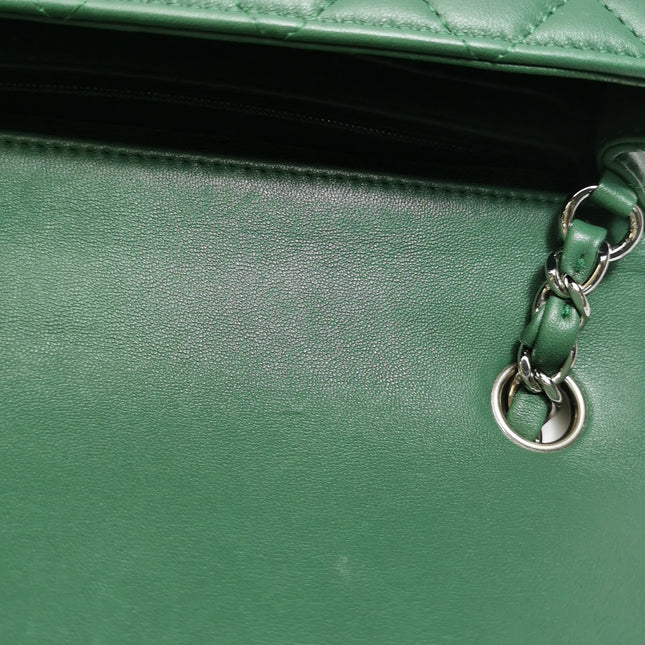 Chanel Classic Flap Mini 2019 Green Lambskin Leather Silver Hardware