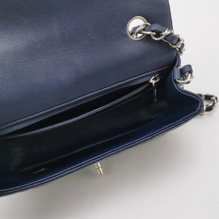 Chanel Classic Flap Mini 2020 Navy Lambskin Leather Silver Hardware