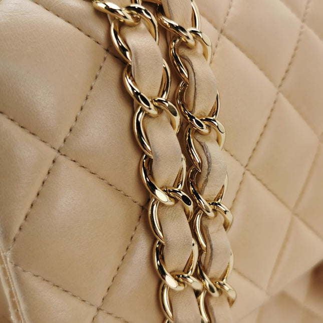 Chanel Classic Flap Medium Beige Lambskin Leather with Gold HW, 2009