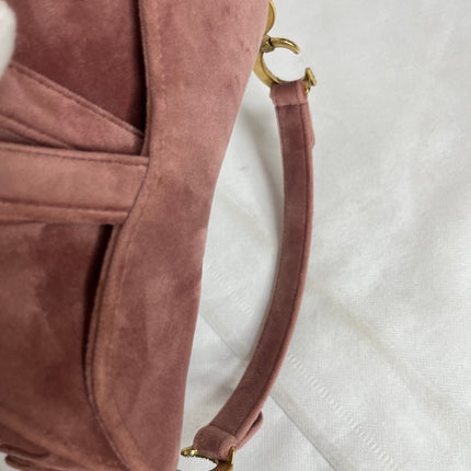 Dior Saddle Mini Pink Velvet Handbag with Crystals