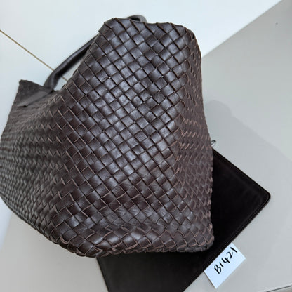 Bottega Veneta Cabat Tote Intreccio Leather Dark Chocolate Brown 40cm