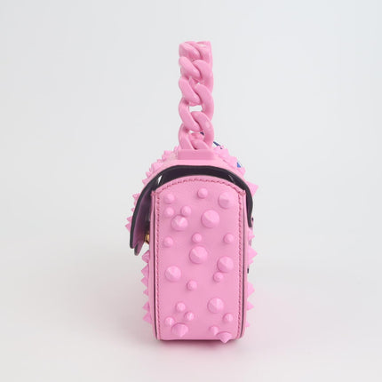 Versace La Medusa Mini Pink Studded Top Handle Bag