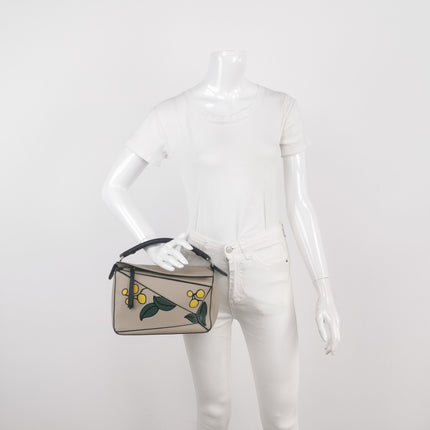 Loewe Puzzle Small Beige Herbarium Holiday Collection Calfskin Leather Crossbody Bag