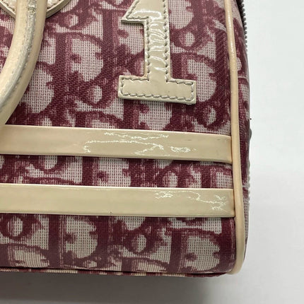 Dior No. 1 Rasta Trotter Bowling Bag Red Oblique Canvas White Patent Leather