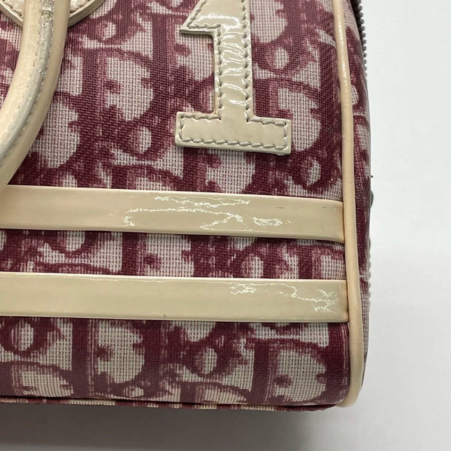 Dior No. 1 Rasta Trotter Bowling Bag Red Oblique Canvas White Patent Leather