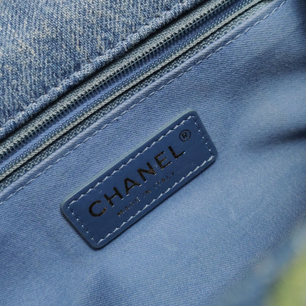 Chanel Classic Flap Mini Rectangular Blue Denim Jeans Gold Hardware Microchip