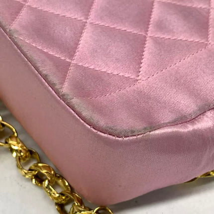 Chanel Diana Flap Bag 1990 Mini Pink Silk Satin Bijou Chain