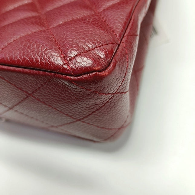 Chanel Classic Flap Medium 2008 Burgundy Caviar Leather Silver Hardware
