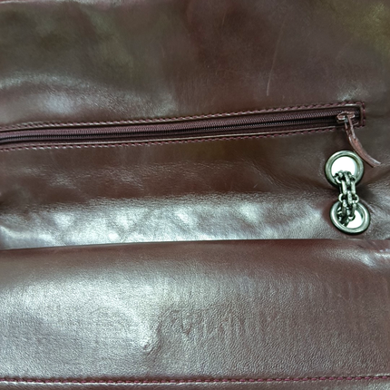 Chanel 2.55 Jumbo Double Flap Burgundy Patent Leather Silver HW 2010
