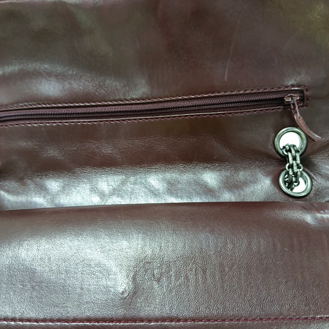Chanel 2.55 Jumbo Double Flap Burgundy Patent Leather Silver HW 2010